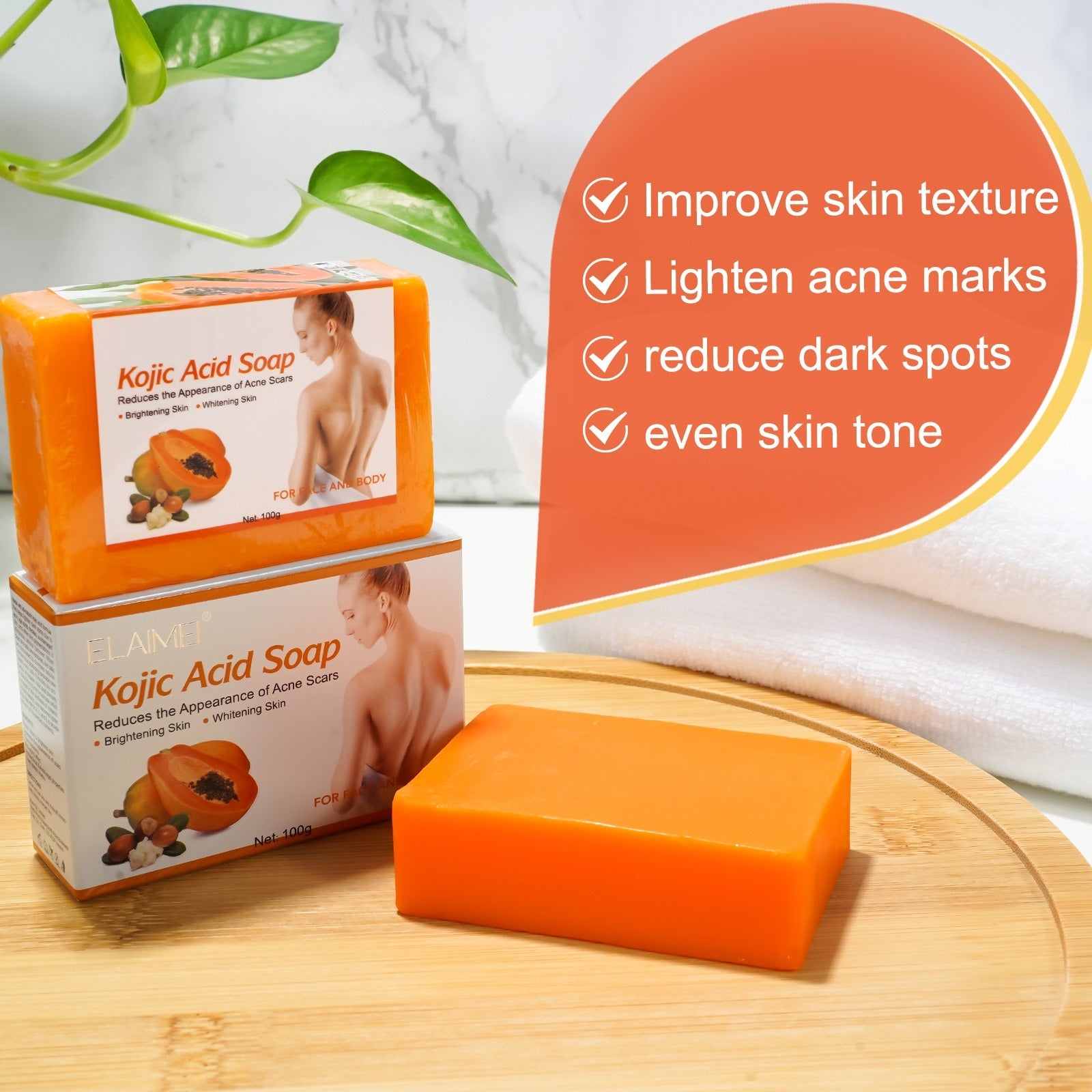 Papaya Kojic Acid Soap Deep Cleansing Softening Cuticle